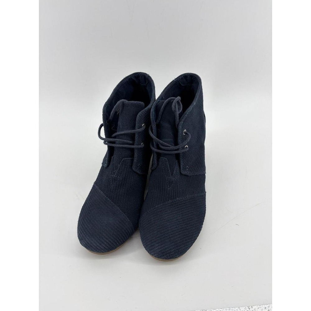 TOMS Navy Suede Corduroy, Desert Wedge Booties, Women's Size 11‎